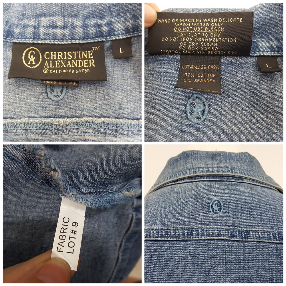 Christine Alexander Swavorski Denim Jean Jacket L - Picture 5 of 13